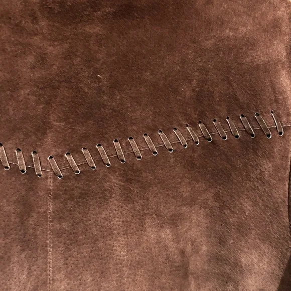 Vintage suede leather Brown Women's Bohemian Jacket - Picture 6 of 7